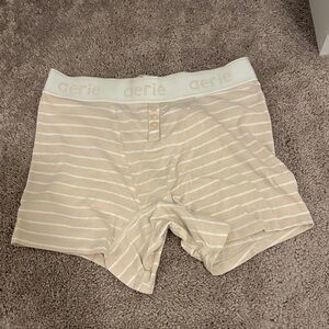Aerie Cream and White Striped Boxer Shorts